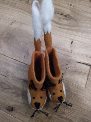 £10 • Buy Sew Heart Felt Fox Slippers Boots For Babies/ Children. Hand Made In Nepal. 