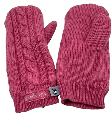 $19.97 • Buy Life Is Good Mittens Pink Cable Knit Lined Wool Acrylic Blend One Size Adult