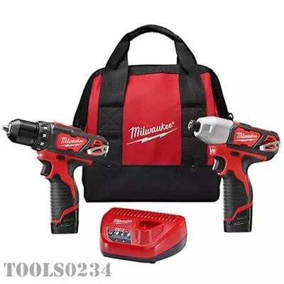 2494-22 M12 Cordless 2-Tool Combo Kit Includes Batteries Charger Bag Milwaukee • £159.24