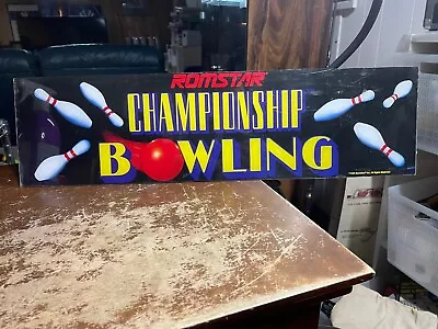  Romstar Championship Bowling Arcade Game Placard 1989 Original Game Topper Sign • $55