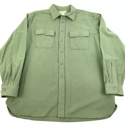 $31.49 • Buy Vintage LL Bean Men’s XL Green Chamois Cloth Flannel Shirt Slant Excellent 7468