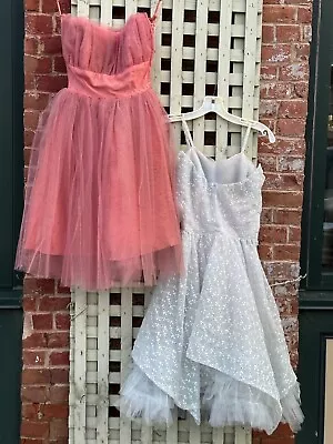 Two Vintage 1960s 50s Prom-party-formal Dress-blue-pink-tulle-fit And Flare-XXS • $84