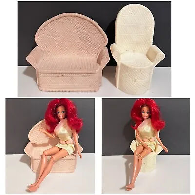 VTG 2 Pieces 1984 MERITUS SEARS FASHION DOLL Rubber Wicker Love Seat And Chair • $14.99