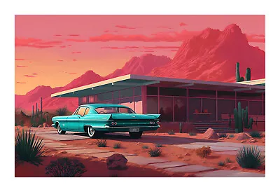 1960s Mid Century Modern Palm Springs Art Print Aa9 • $19.99