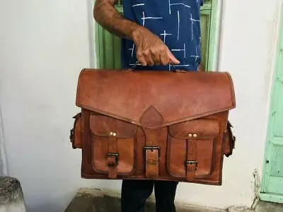 Bag Leather Messenger Shoulder Business Genuine Office Men Briefcase Laptop • $117.04