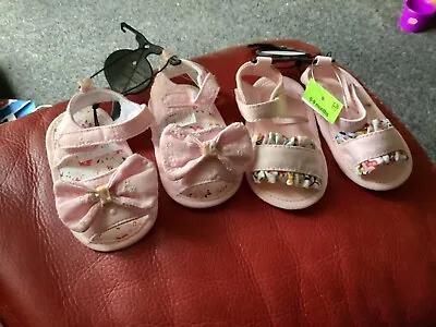 £1.95 • Buy BNWT 2 Pairs Matalan Baby Sandals Shoes 6-9 Months Pink