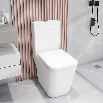Rimless Close Coupled Toilet Bathroom Square Toilets Dual Flush Water Saving New • £229.99