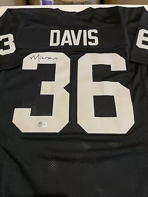 OAKLAND RAIDERS Mike Davis #36 Signed HOME BLACK JERSEY Beckett SB XV XVIII • $59.95