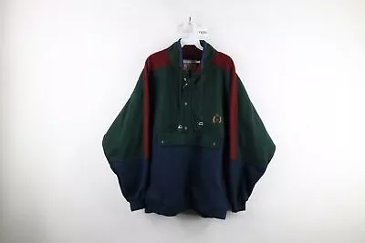 Vtg 90s Streetwear Mens XL Baggy Color Block Half Zip Fleece Pullover Sweater • $59.95