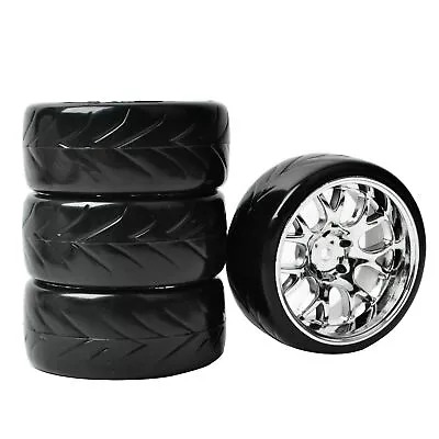4PCS RC Drift Tires&Wheel Rims Set 12mm Hex For 1:10 On-Road Racing Car HSP HPI • £12.61