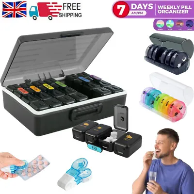 Weekly Monthly Pill Box 14/28 Slots Tablet Organiser Medicine Storage Dispenser◣ • £4.59