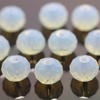 $1.19 • Buy Milky White Color 2mm 4mm 6mm 8mm Rondelle Austria Faceted Crystal Glass Beads