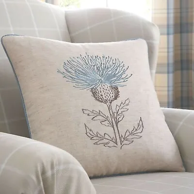 Thistle Cushion Cover Balmoral Thistle Ochre Green Duck Egg 45x45cm • £7.99