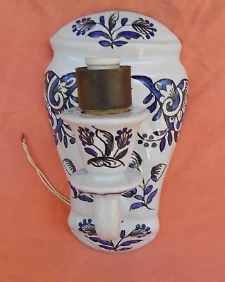 Antique Delft Ceramic Handcrafted & Painted    Wall Lamp Sconces LAMP OR CANDLE • $275