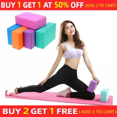 Yoga Block Workout Pilates Foam Eva Brick Foaming Stretch Fitness Multi Colors • £6.22