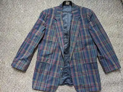 Vintage PREPPY Plaid Blazer MADRAS Cotton 44R Ivy League 1990s Kentucky Derby • $129.95