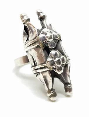 Antique Sterling Silver Tablet Middle Eastern Ring Size 8 • $79