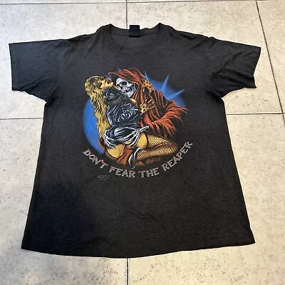 Vintage 80s 3D Emblem Don't Fear The Reaper Biker T-shirt  Tee Size XL Tag 1988 • $174.99