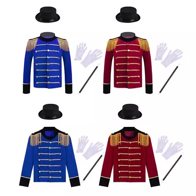 US Boys Girl Long Sleeve Tassels Marching Band Uniform Majorette Costume Jacket • $18.78