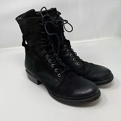 Women's Miz Mooz Lace Up Boots Black Combat Leather Size 41/9.5-10 • $49.97