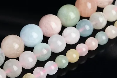 Natural Beryl Morganite Aquamarine Grade AA Round Beads 6/6-7/8-8-9/10-11MM • $21.75