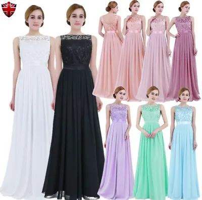 £7.99 • Buy UK Women Long Gown Chiffon Prom Evening Party Bridesmaid Wedding Maxi Dress