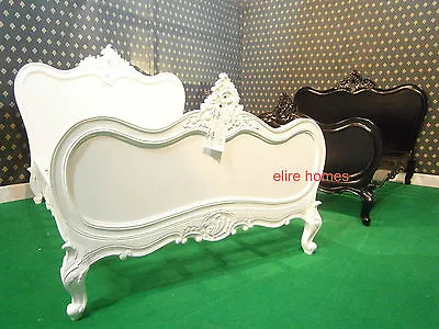 European Queen Size 160x200cm  French  Baroque  Bed  White With Silver Details • £1299