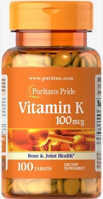 $7.97 • Buy Puritan's Pride Vitamin K 100 Mcg - 100 Tablets