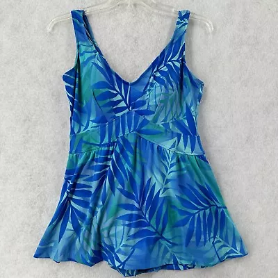 Maxine Of Hollywood Swimsuit Dress 20W One Piece Womens Blue Floral Tropical • $24.99