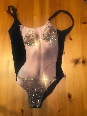 $199 • Buy Rosa Cha Black Swimsuit Printed Body With Gold Heart Sequins - Collector's Item 