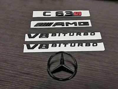 Gloss Black COUPE C63S AMG V8 BITURBO Star PACKAGE Trunk Emblem Badge C63 C205 • $97.97