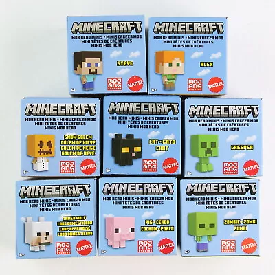 Minecraft Mob Head Minis Figures Set Of 8 Alex Steve Pig Zombie Creeper Cat • $24.99