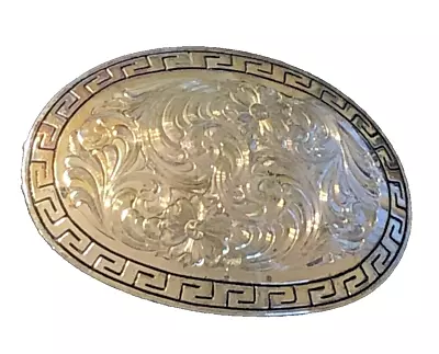 Montana Silversmith Scrollwork & Border Belt Buckle Fancy Flowers Silver Tone • $37.97