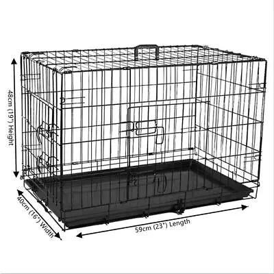 Puppy Dog Crate 2 Doors With Removal Tray Folding Metal Pet Training Cage Animal • $24.95