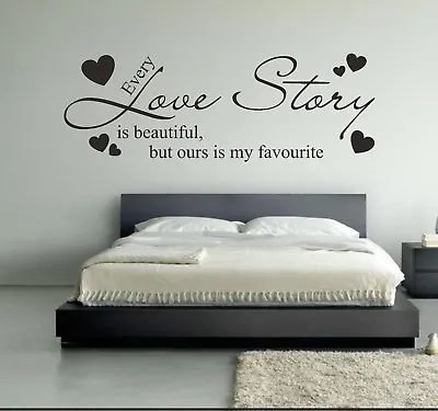 £3.49 • Buy Every-love-story-is-beautiful-wall-sticker-quote-bedroom Decoration