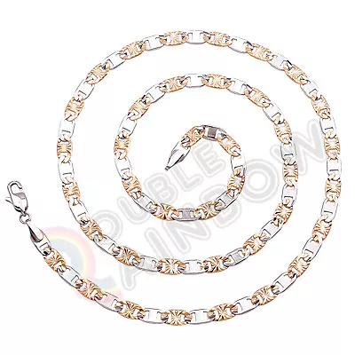 24 Stainless Steel Gold/Silver Plated 4mm Anchor Flat Mariner Link Chain*C9 • $14.99