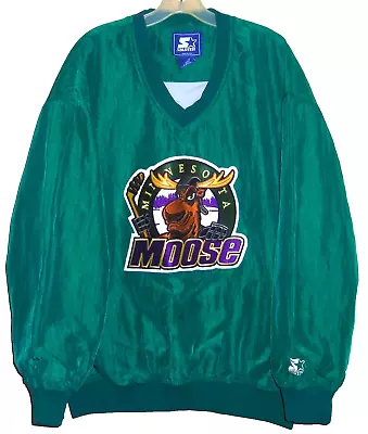 VINTAGE 90's MNNESOTA MOOSE IHL THROWBACK STARTER SILKY PULLOVER JACKET XL RARE! • $219.99