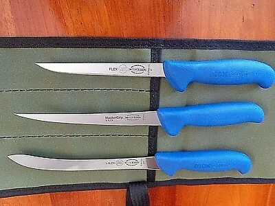 F Dick 4 Pce Special Fishing Knife Package Stain Free Germany Aussie Canvas Roll • $140