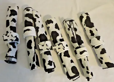 12 Piece Set 6 Cow Print Black & White Cotton Napkins And 6 Cow Napkin Holders • £19.27