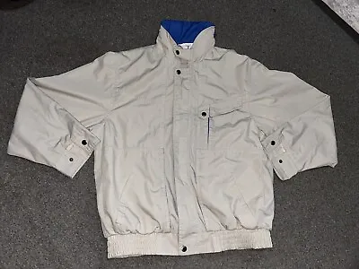 Gabbici Mens Jacket Windbreaker Lined Packable Hood Cream Vintage Size Medium • £24.99