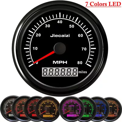 85mm Waterproof GPS Speedometer Odometer 0-80MPH Gauge For Car ATV 7 Colors LED • $54.23