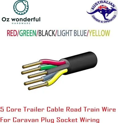 5 Core Trailer Cable Road Train Wire Caravan Plug Socket Wiring • $3.99