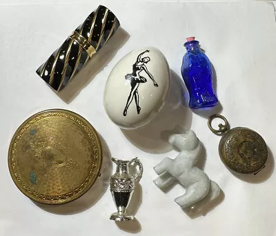 Vintage Lot Compact Pocket Watch Case Porcelain Egg Perfume England Cd110 • $49.49