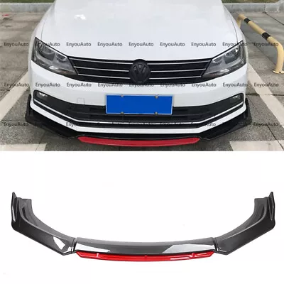 For Volkswagen CC Universal Front Bumper Lip Spoiler Splitter Carbon Fiber Red • $66.50