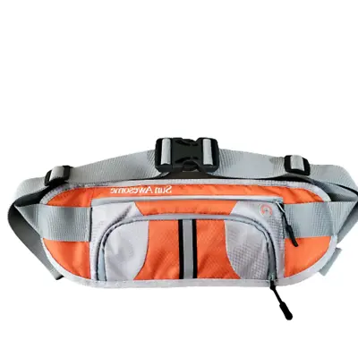 Sun Awesome Orange Gray Waist Bag Running Belt With Water Bottle Holder • $12