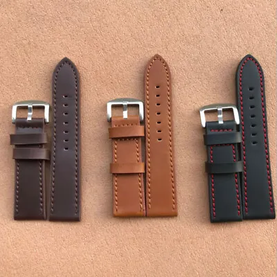 £2.64 • Buy Mens Black Genuine Leather Watch Strap Band 18/20/22/24mm Replacement Women