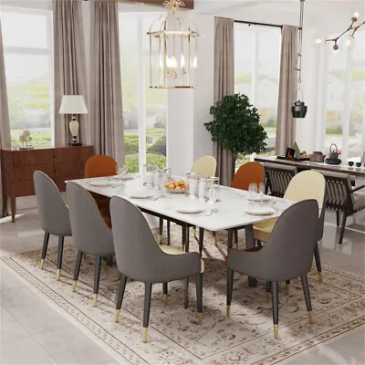 Oversized Extending Dining Table Glossy Real Marble Leaf Table Kitchen Furniture • $849.93