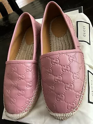 Gucci Signature Espadrilles Leather Calf Rose Baby Size 38 • £372.09