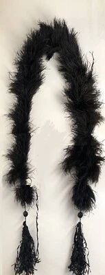 £34.99 • Buy Vintage Ostrich Feather Boa With Tassels (186cm) Victorian Edwardian [GSP3]