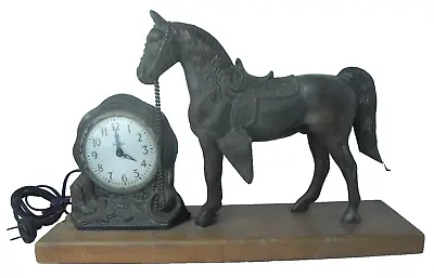 Vintage Spartus Horse Cowboy Metal Mantel Clock - Not Tested • $42.86